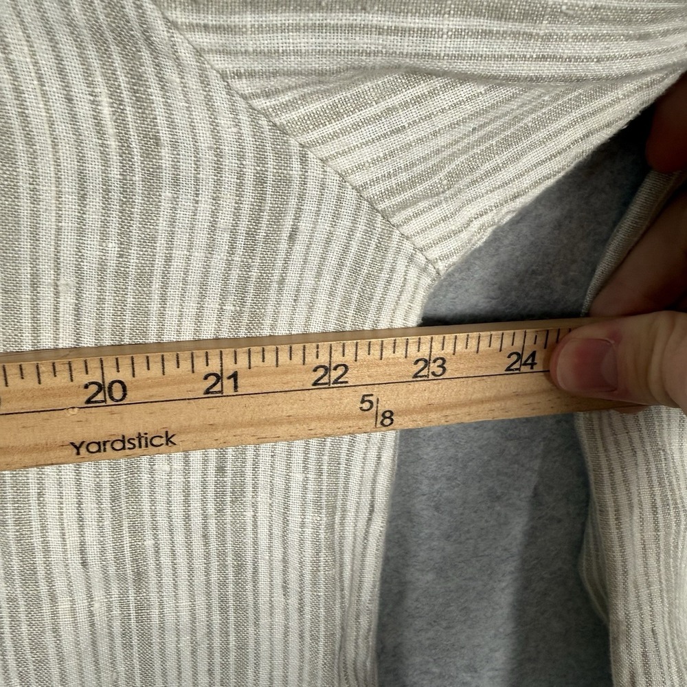 Hot Cotton Linen Dress Womens Large Button Up Beige Long - Picture 4 of 8